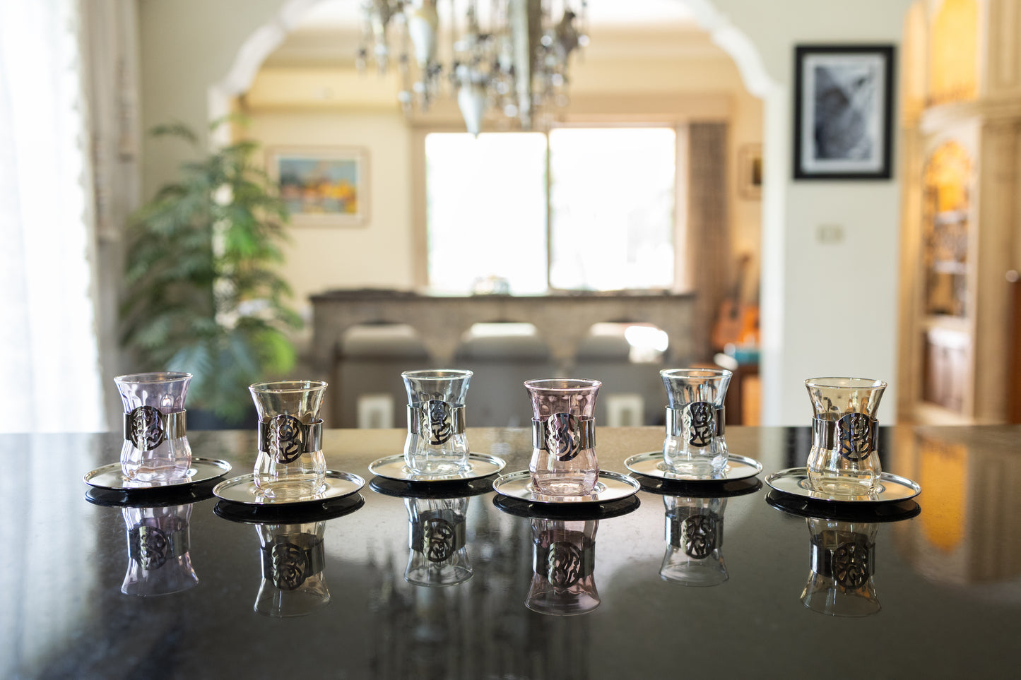 Calligraphy Estikana Silver Saucer Set