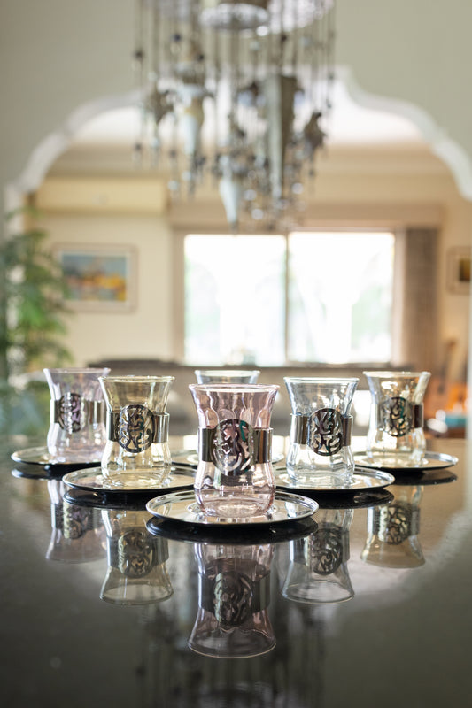 Calligraphy Estikana Silver Saucer Set