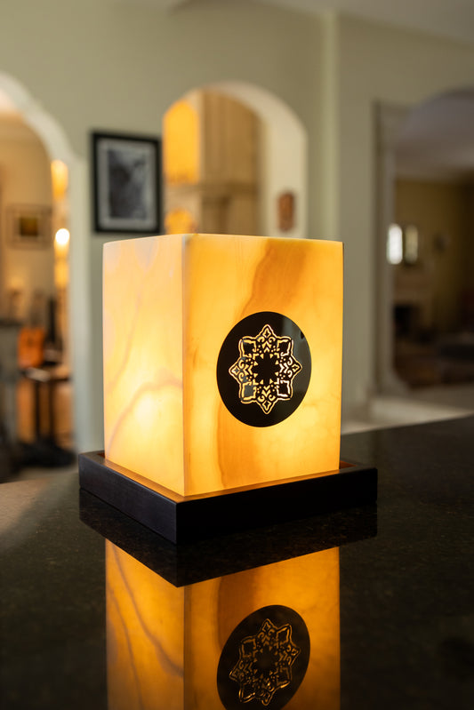 Geometric Star Medium Alabaster Electric Lamp